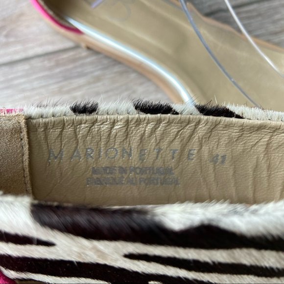 CHANII B Pony Hide Marionette Zebra Cow Print Fuchsia Flat Sandal - Picture 10 of 13